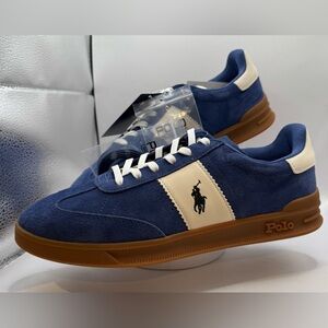 Polo by Ralph Lauren -Men's Blue and Cream Leather and Suede Sneakers